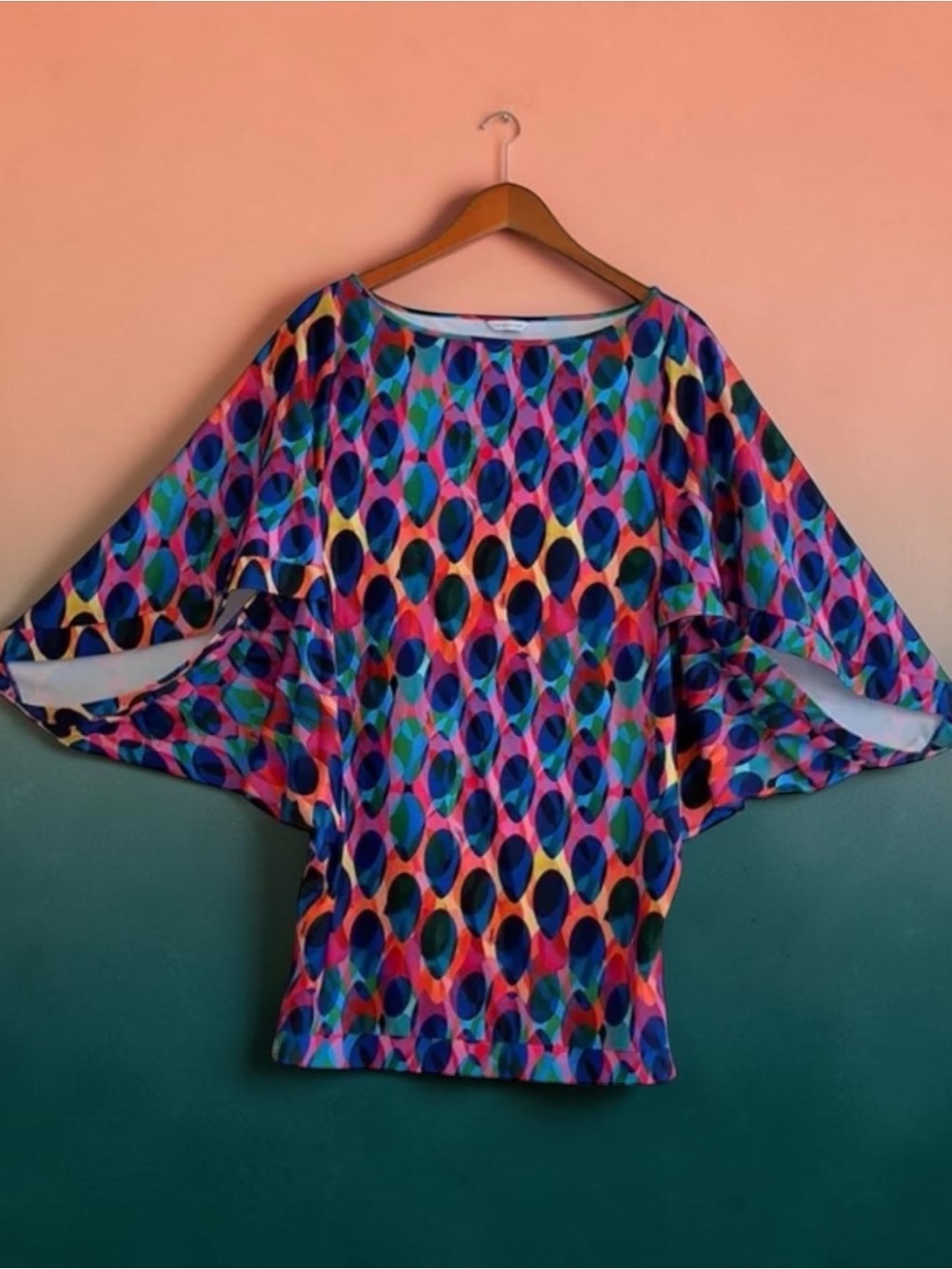 Trina Turk Geometric Kaleidoscope Logo Print Tunic / Dress / Swim Cover Up Large - Picture 16 of 16